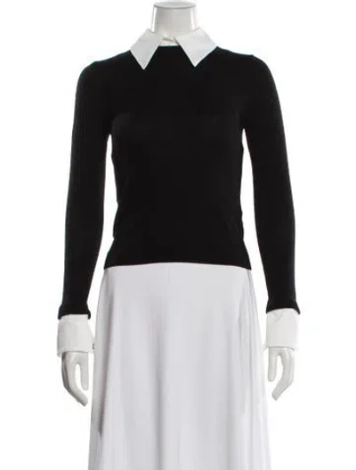 Pre-owned Alice And Olivia Wool V-neck Sweater In Black