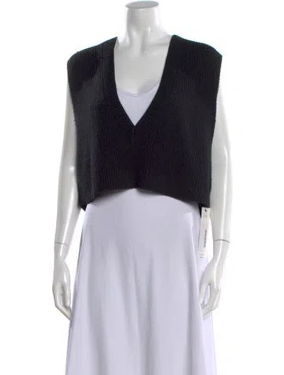 Pre-owned Alice And Olivia Wool V-neck Sweater In Black