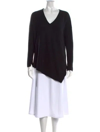 Pre-owned Alice And Olivia Wool V-neck Sweater In Black