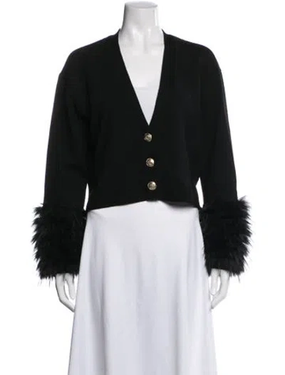Pre-owned Alice And Olivia Wool V-neck Sweater In Black