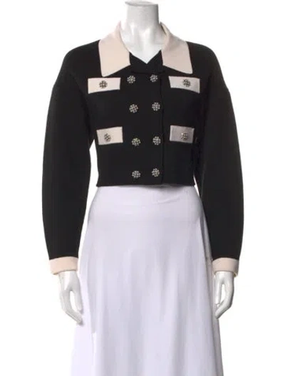 Pre-owned Alice And Olivia Wool V-neck Sweater In Black/white