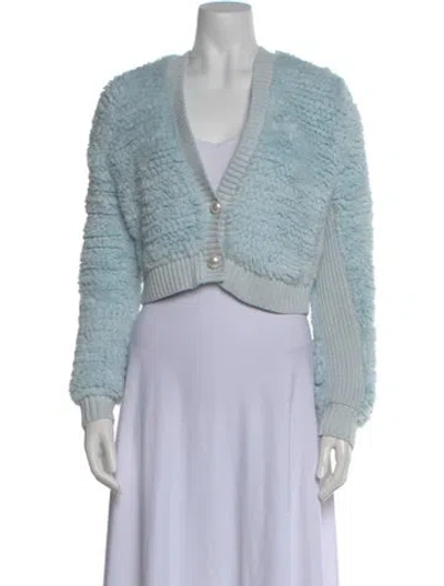 Pre-owned Alice And Olivia Wool V-neck Sweater In Blue