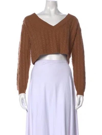 Pre-owned Alice And Olivia Wool V-neck Sweater In Brown