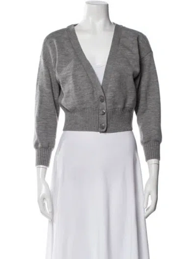 Pre-owned Alice And Olivia Wool V-neck Sweater In Gray