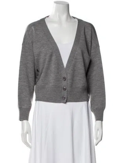 Pre-owned Alice And Olivia Wool V-neck Sweater In Gray