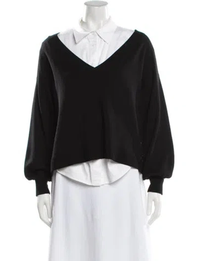 Pre-owned Alice And Olivia Wool V-neck Sweater In Gray