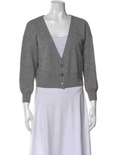 Pre-owned Alice And Olivia Wool V-neck Sweater In Gray