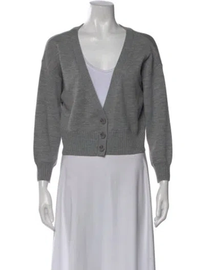 Pre-owned Alice And Olivia Wool V-neck Sweater In Gray