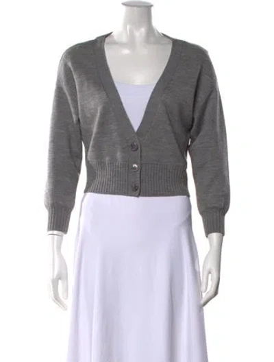Pre-owned Alice And Olivia Wool V-neck Sweater In Gray