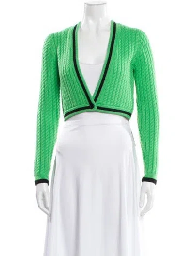 Pre-owned Alice And Olivia Wool V-neck Sweater In Green