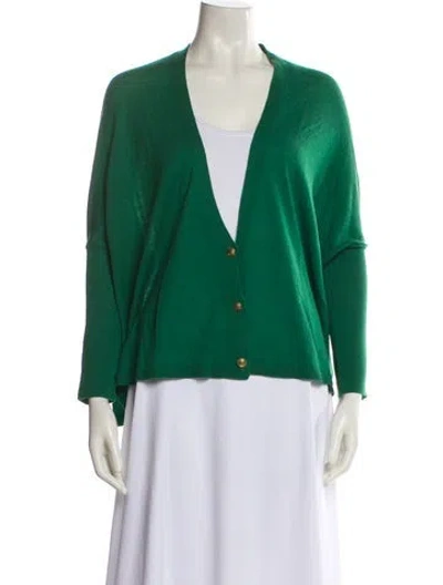 Pre-owned Alice And Olivia Wool V-neck Sweater In Green