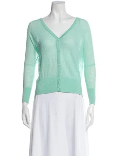 Pre-owned Alice And Olivia Wool V-neck Sweater In Green