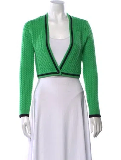 Pre-owned Alice And Olivia Wool V-neck Sweater In Green