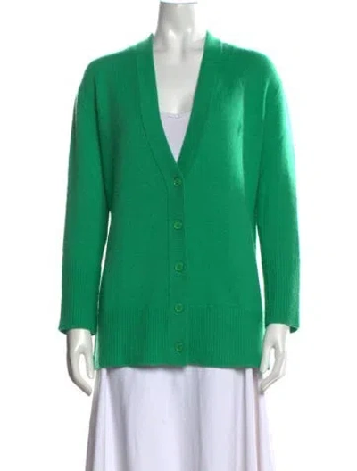 Pre-owned Alice And Olivia Wool V-neck Sweater In Green