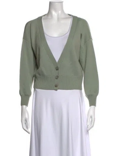 Pre-owned Alice And Olivia Wool V-neck Sweater In Green