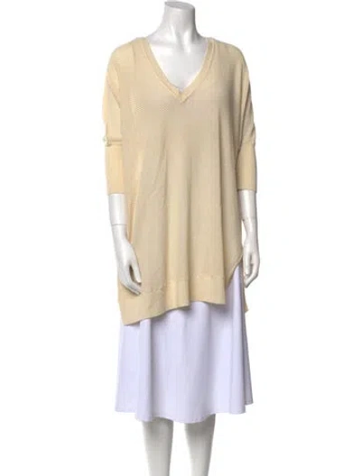 Pre-owned Alice And Olivia Wool V-neck Sweater In Neutral