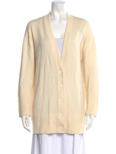 Pre-owned Alice And Olivia Wool V-neck Sweater In Neutral