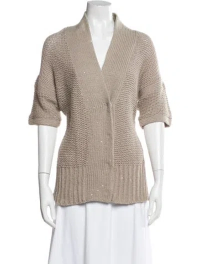 Pre-owned Alice And Olivia Wool V-neck Sweater In Neutral