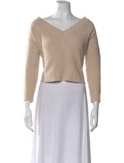 Pre-owned Alice And Olivia Wool V-neck Sweater In Neutral