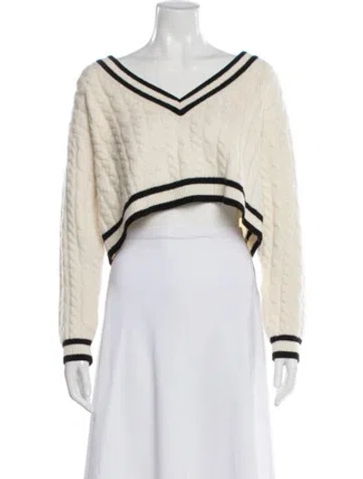 Pre-owned Alice And Olivia Wool V-neck Sweater In Neutral