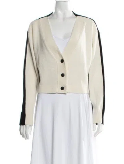 Pre-owned Alice And Olivia Wool V-neck Sweater In Neutral
