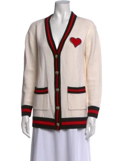 Pre-owned Alice And Olivia Wool V-neck Sweater In Neutrals