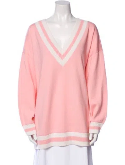 Pre-owned Alice And Olivia Wool V-neck Sweater In Pink