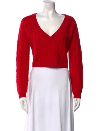 Pre-owned Alice And Olivia Wool V-neck Sweater In Red