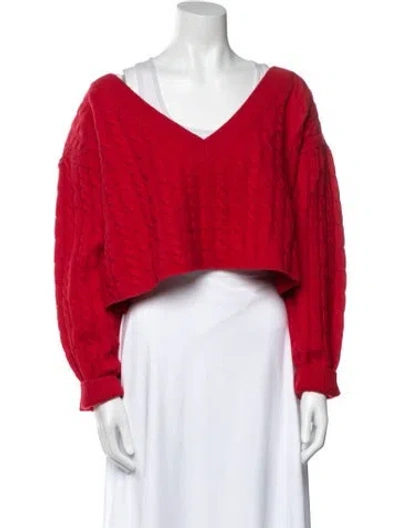 Pre-owned Alice And Olivia Wool V-neck Sweater In Red