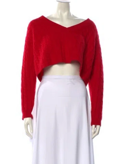 Pre-owned Alice And Olivia Wool V-neck Sweater In Red