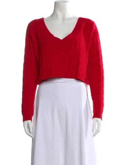 Pre-owned Alice And Olivia Wool V-neck Sweater In Red