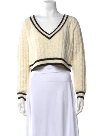 Pre-owned Alice And Olivia Wool V-neck Sweater W/ Tags In Neutral