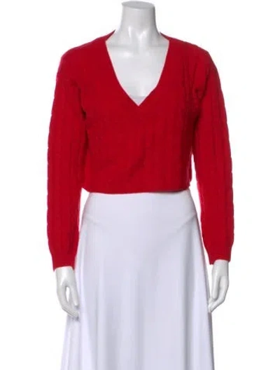 Pre-owned Alice And Olivia Wool V-neck Sweater W/ Tags In Red
