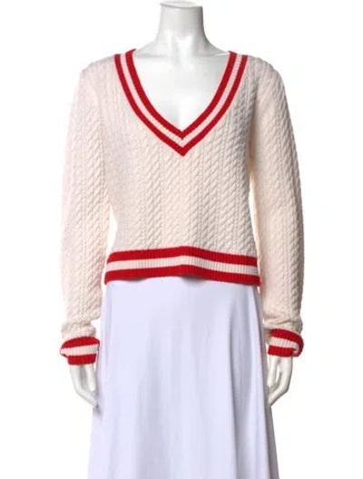 Pre-owned Alice And Olivia Wool V-neck Sweater In White