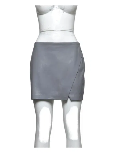Alice And Olivia Wrap-front Mini Skirt In Gray