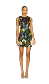 Alice And Olivia Wynell A-line Mini Dress Social Hour Black In Multi