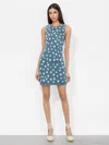 Alice And Olivia Wynell Embroidered Denim Mini Dress In Medium Wash
