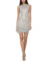 Alice And Olivia Wynell Mesh Mini Dress In Silver