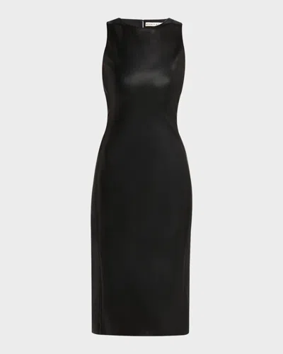 Alice And Olivia Wynell Vegan Leather Knee-length Dress In Black