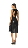 Alice And Olivia Wynell Vegan Leather Midi Dress In Black