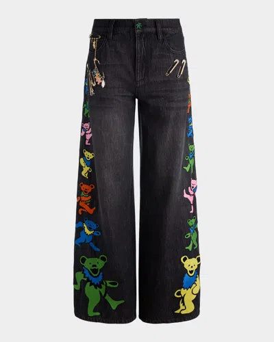 ALICE AND OLIVIA X GRATEFUL DEAD AMAZING LOW-RISE BAGGY JEANS