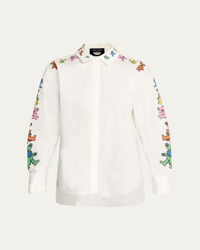 Alice And Olivia X Grateful Dead Dimitra Oversized Button-front Shirt In White