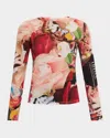 Alice And Olivia X Kelly Dabbah Delaina Mesh Long-sleeve Top In Thrive