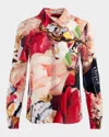 Alice And Olivia X Kelly Dabbah Willa Placket Top In Thrive