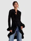Alice And Olivia Yara Ruffle Cardigan In Black