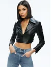 Alice And Olivia Yardley Lthr Cropped Jkt In Black