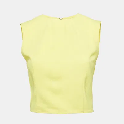 Pre-owned Alice And Olivia Yellow Crepe Sleeveless Crop Top M