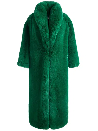 Alice And Olivia Yetta Drop Shoulder Faux Fur Maxi Coat In Forest