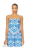 Alice And Olivia Yuri Spaghetti Strap Scarf Top Soiree True Blue In Blue