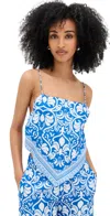 Alice And Olivia Yuri Spaghetti Strap Scarf Top Soiree True Blue In Blue